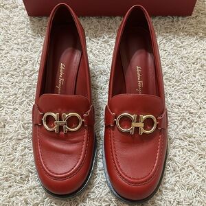 Salvatore Ferragamo Women’s Rolo Red Loafers